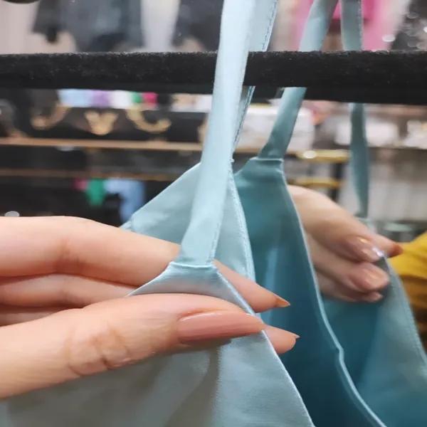 تاپ ساتن وارداتی آبی صدفی