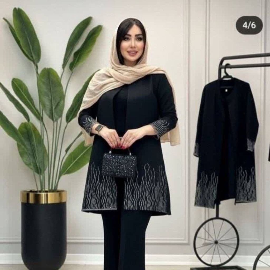 قیمت مانتو مجلسی شیک و سایز بزرگ تا 56 شعله زنانه