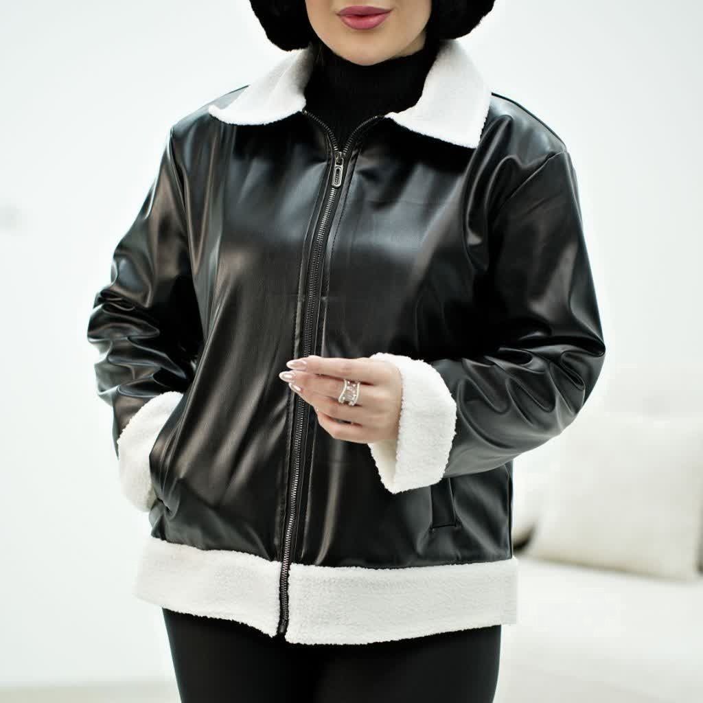 فروش اینترنتی کاپشن چرم بامبر بوفالو نیلسا زنانه