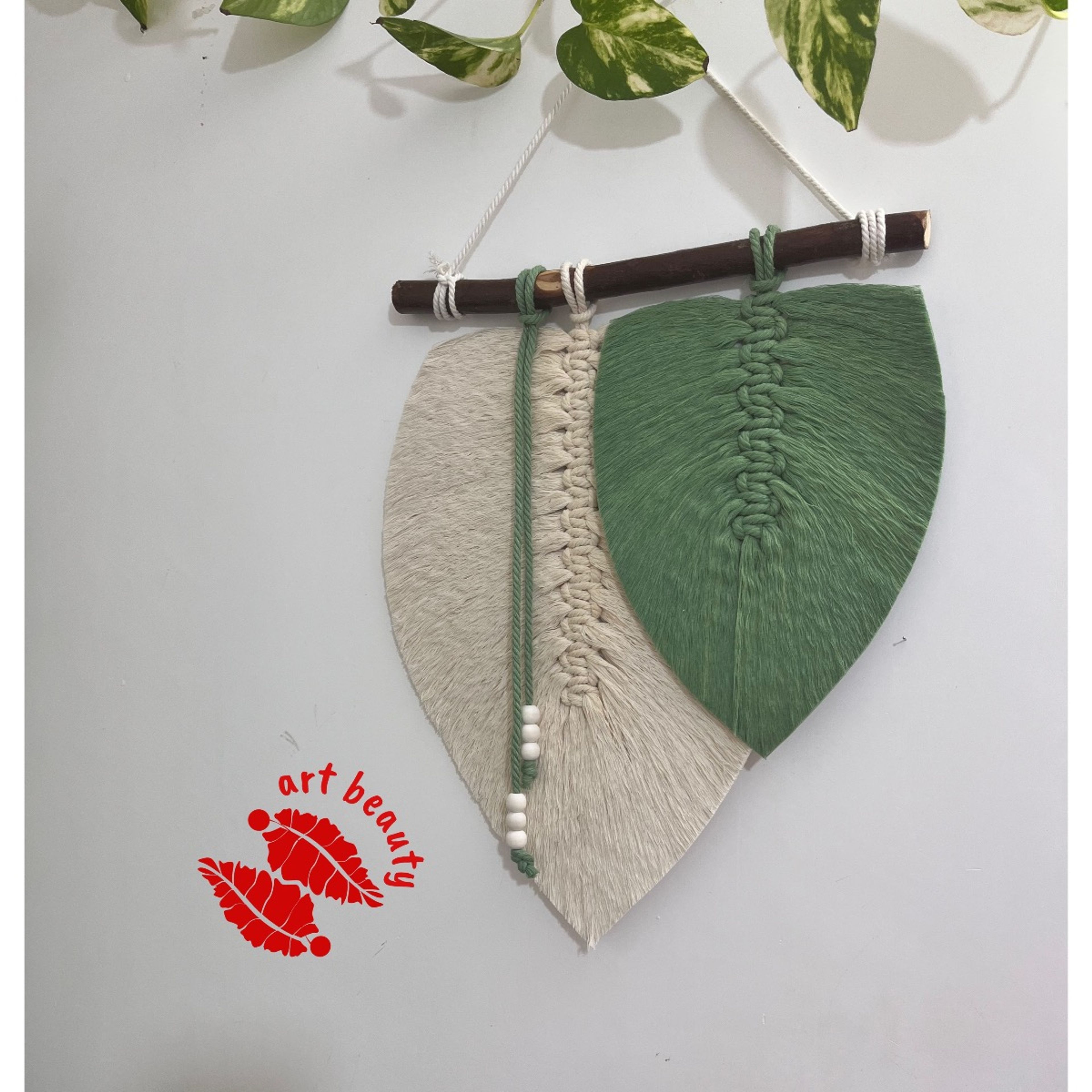 خرید آنلاین دیوارکوب‌دو برگ مکرومه بافی مدل رعنا