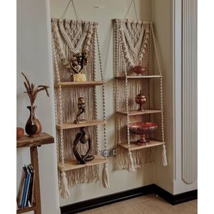 شلف چوبی لاکچری چند طبقه مکرومه