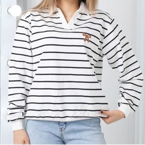 بلوز دورس یقه دار گلدوزی پاپیون زنانه