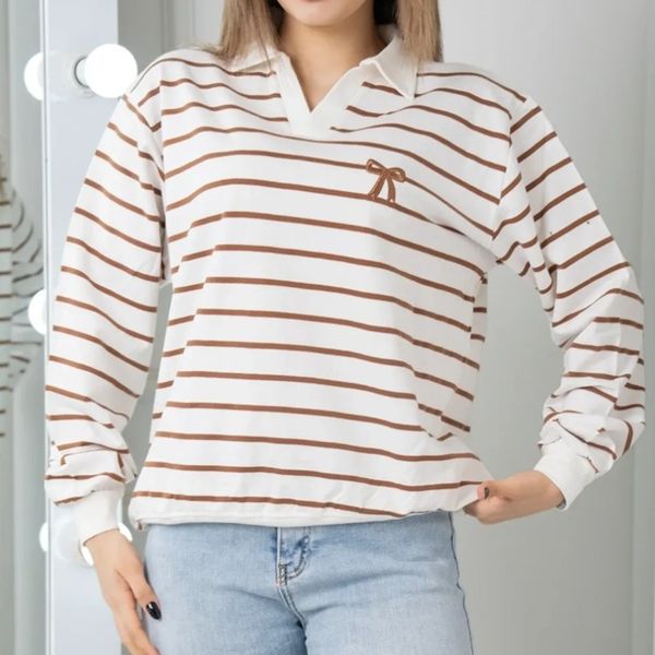 بلوز دورس یقه دار گلدوزی پاپیون زنانه