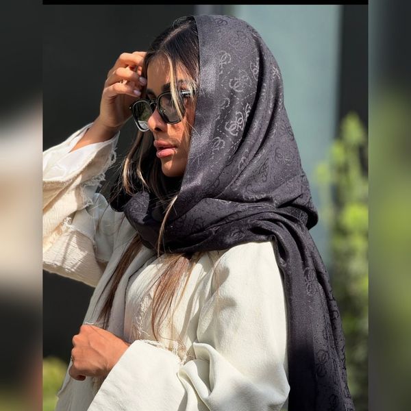 شال مشکی ژاکارد ابریشم شاین دورو