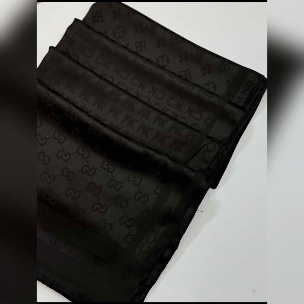 خرید آنلاین شال مشکی ژاکارد ابریشم شاین دورو