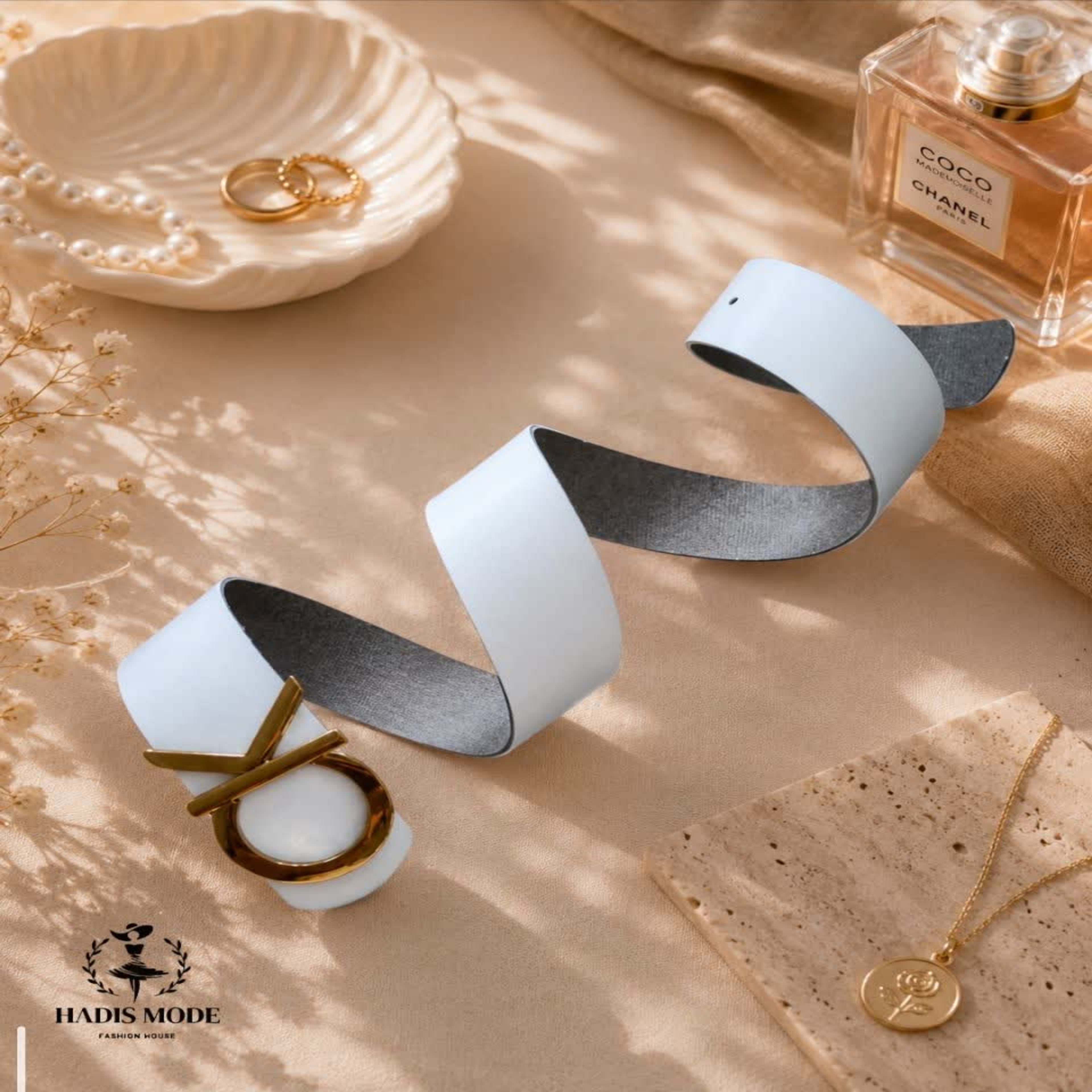 خرید اینترنتی قیمت کمربندمجلسی زنانه دخترانه سفید کلوین کلاین ۵ سانتی