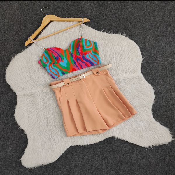 کراپ شورتک دامنی آبرنگی