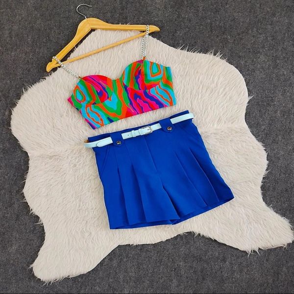 کراپ شورتک دامنی آبرنگی