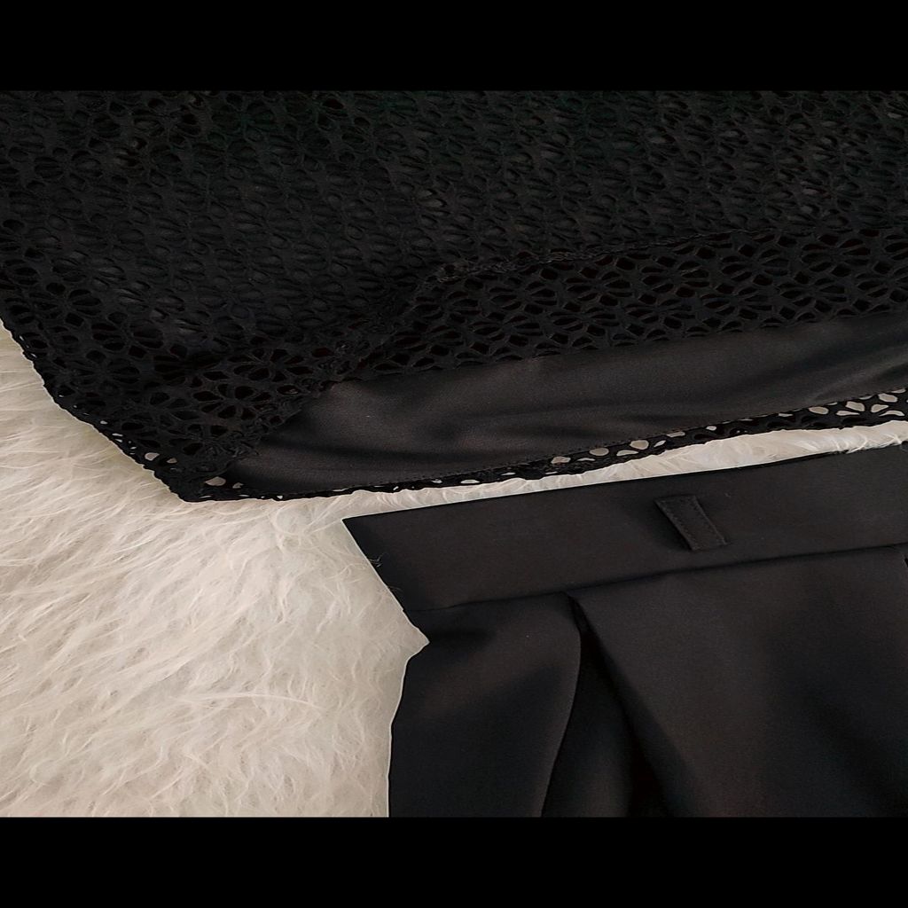 خرید اینترنتی قیمت تاپ دخترانه گیپور بندی مشکی