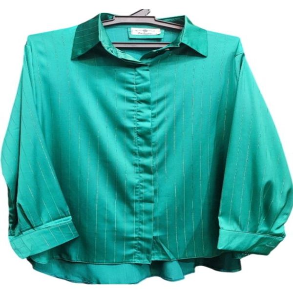 شومیز ساتن سیلک لمه راه راه