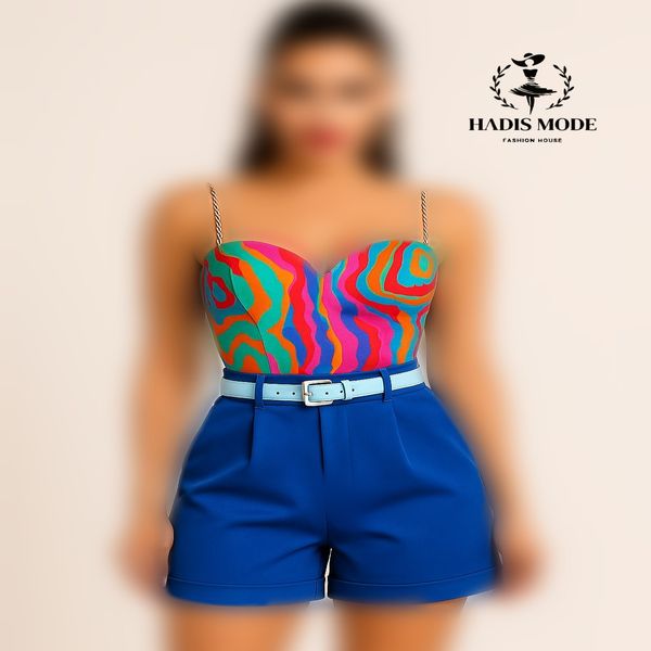 کراپ شورتک دامنی آبرنگی پاکتی