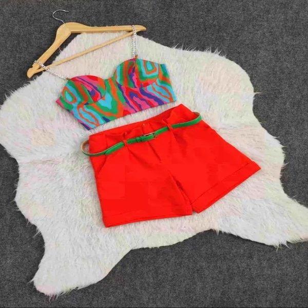 کراپ شورتک دامنی آبرنگی پاکتی