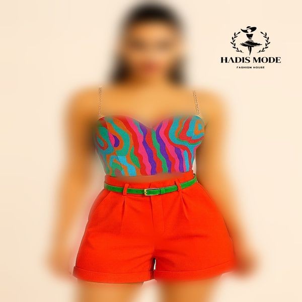 کراپ شورتک دامنی آبرنگی پاکتی