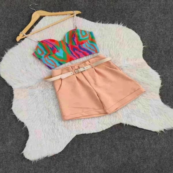 کراپ شورتک دامنی آبرنگی پاکتی