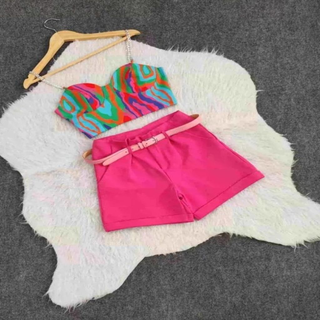 خرید اینترنتی قیمت کراپ شورتک دامنی آبرنگی پاکتی