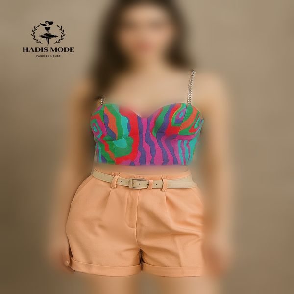 کراپ شورتک دامنی آبرنگی پاکتی