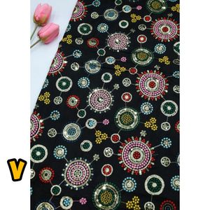 قیمت ارزان پارچه لینن سرمه و پولک دوزی