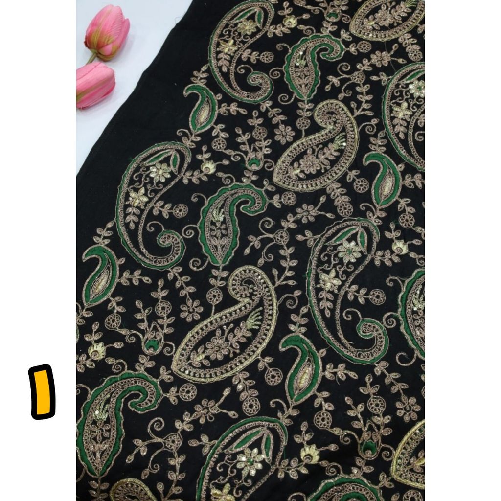 خرید انلاین پارچه لینن سرمه و پولک دوزی