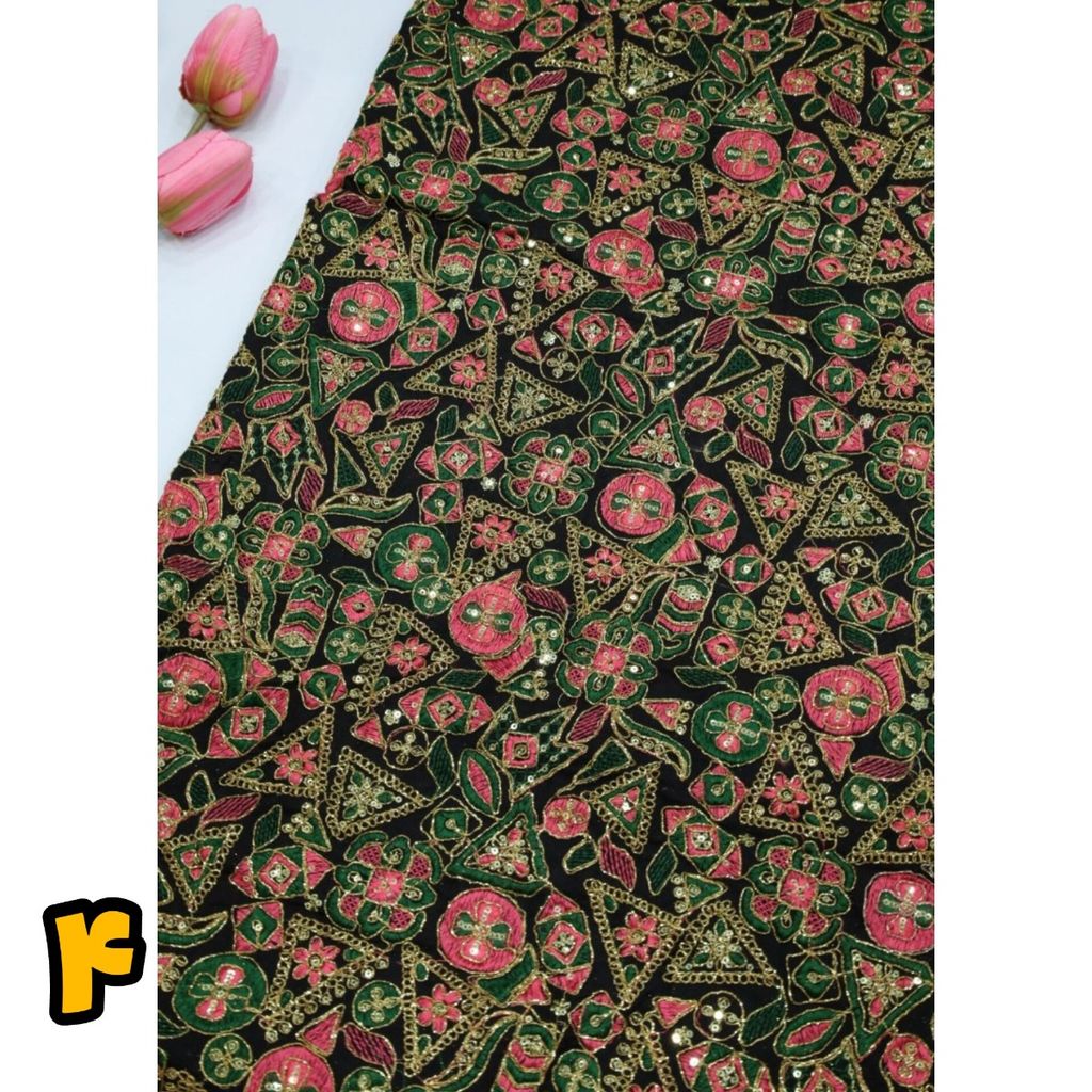 قیمت پارچه لینن سرمه و پولک دوزی