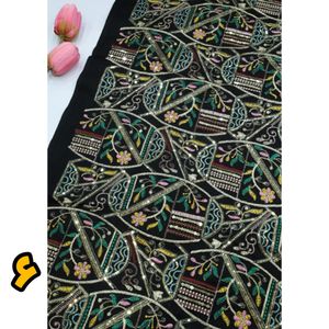 خرید انلاین پارچه لینن سرمه و پولک دوزی