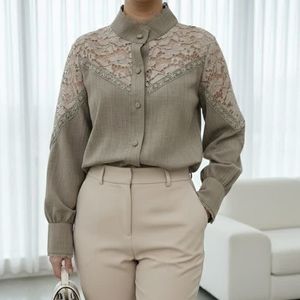 خرید اینترنتی قیمت شومیز مجلسی مدل آوینا خاکی
