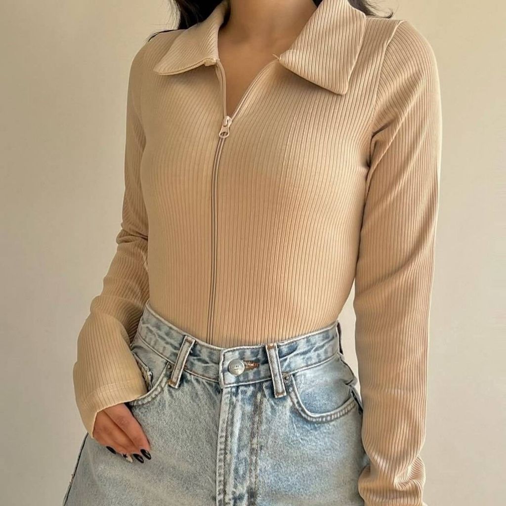 خرید انلاین بلوز کبریتی زیپ دار زنانه