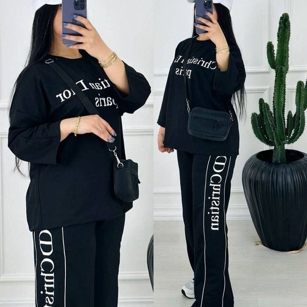 ست تیشرت و شلوار زنانه خانگی طرح دیور