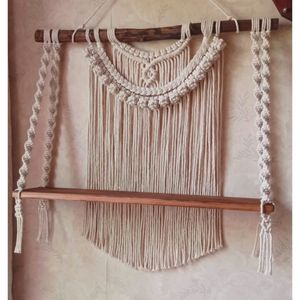 شلف چوبی مدرن مکرومه بافی مدل رویال