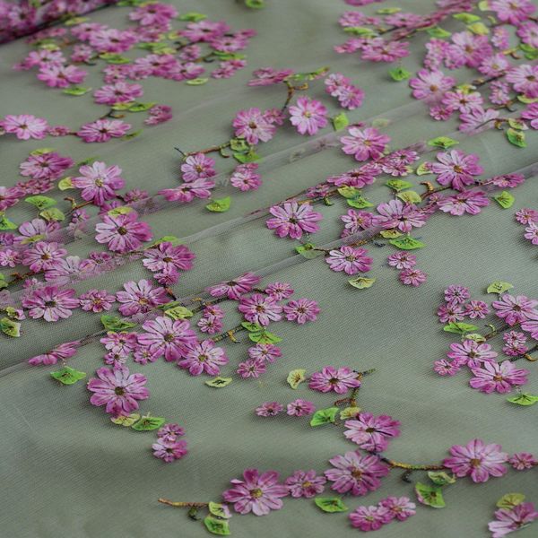 پارچه تور اپلیک بهاری 1232