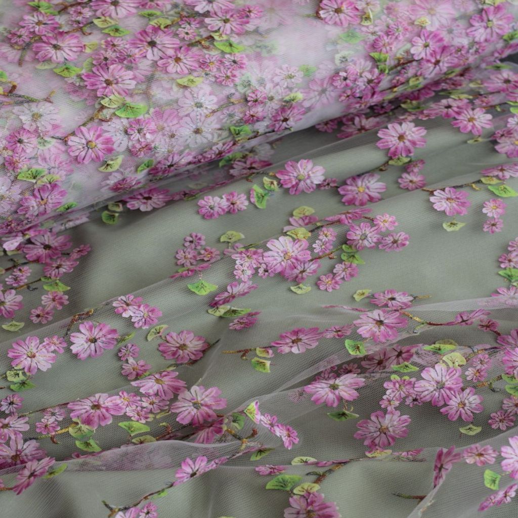 خرید اینترنتی قیمت پارچه تور اپلیک بهاری 1232