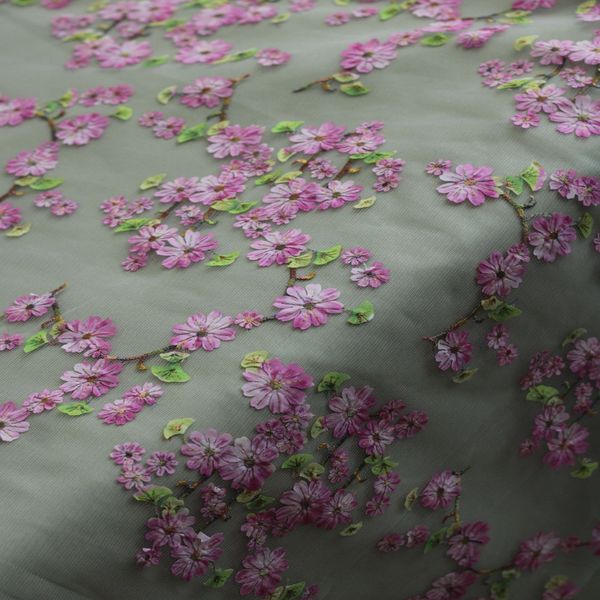 پارچه تور اپلیک بهاری 1232