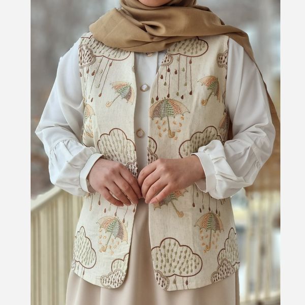 وست مدل چتر جنس لینن نخ قد قابل تغییر