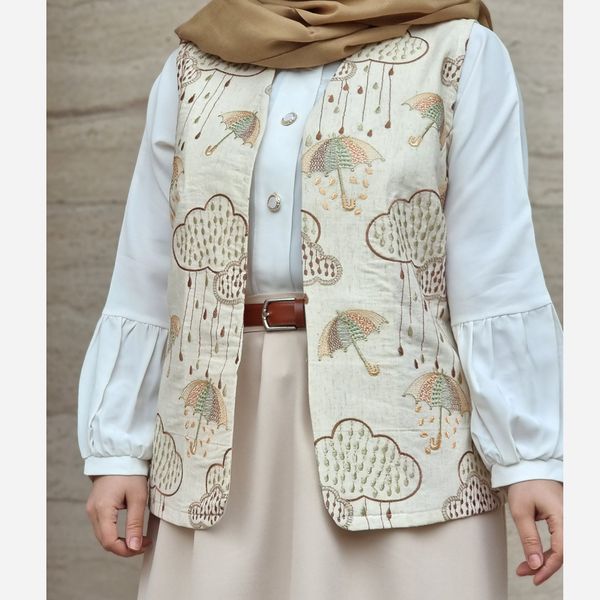 وست مدل چتر جنس لینن نخ قد قابل تغییر