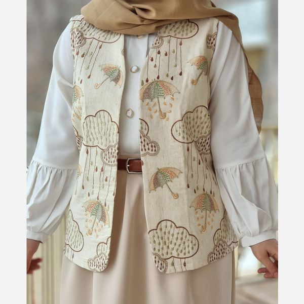 وست مدل چتر جنس لینن نخ قد قابل تغییر