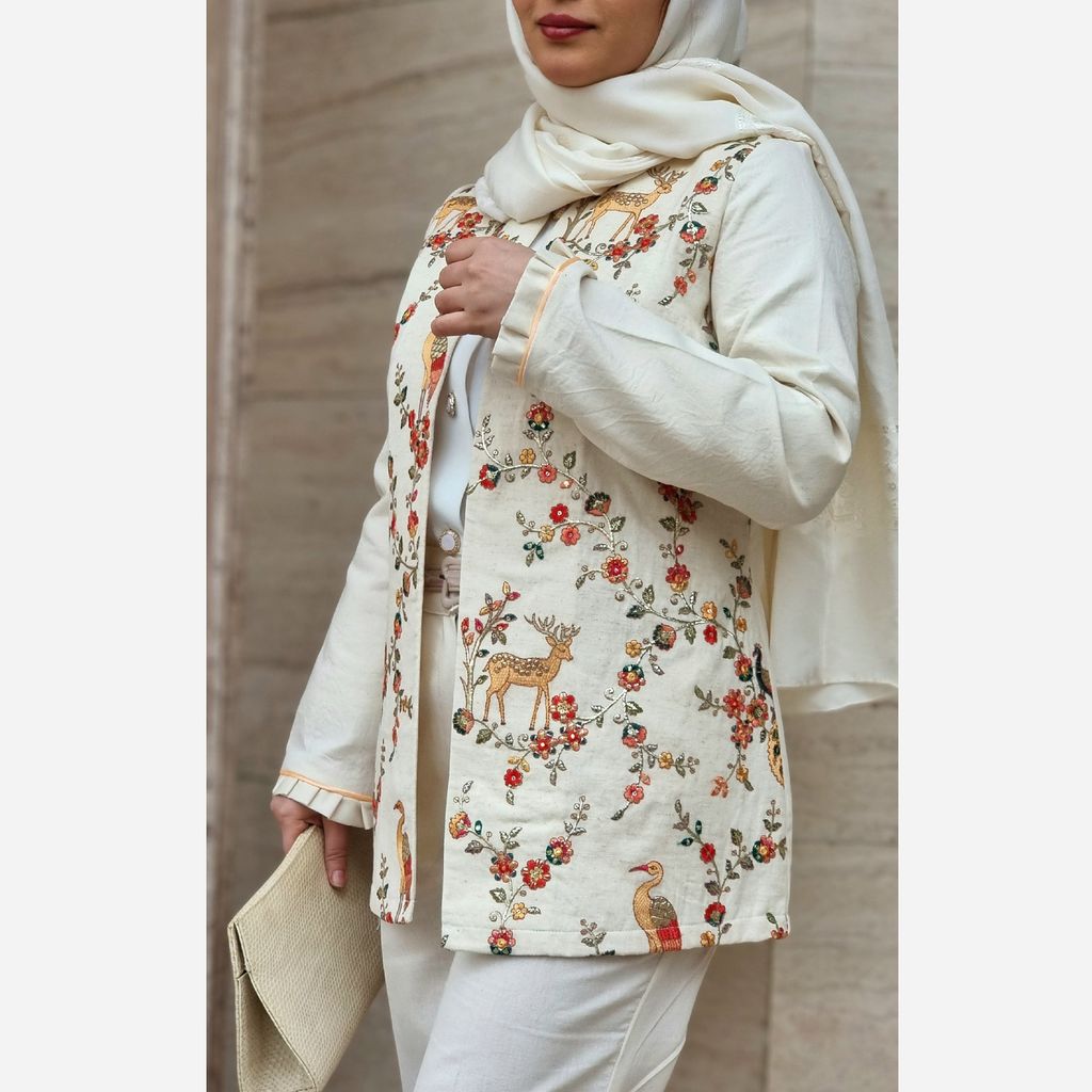 خرید آنلاین مانتو مدل جیران لینن سوزندوزی