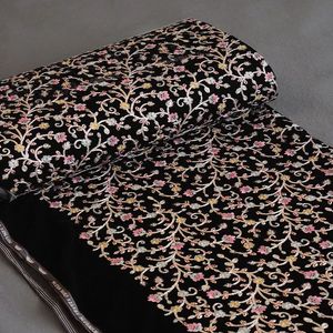 پارچه مخمل سوزندوزی هندی 1153 - رنگ مشکی