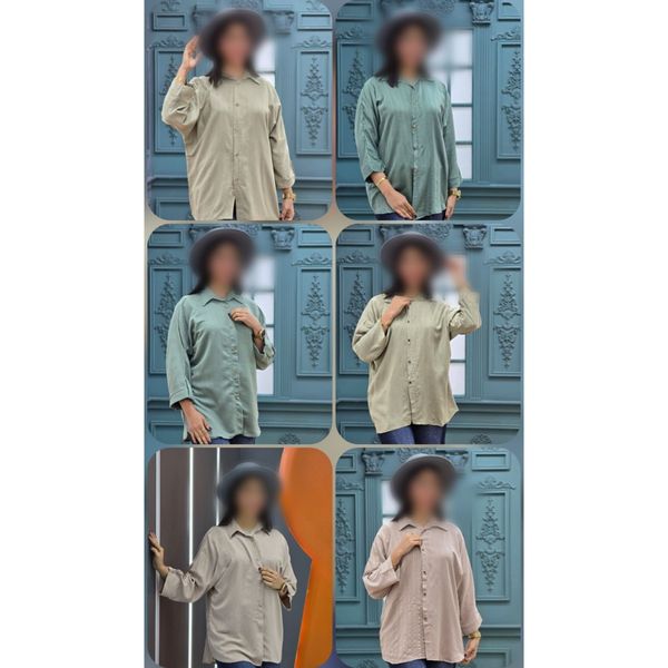 بلوز زنانه قواره دار جلو دکمه فری تا سایز 48