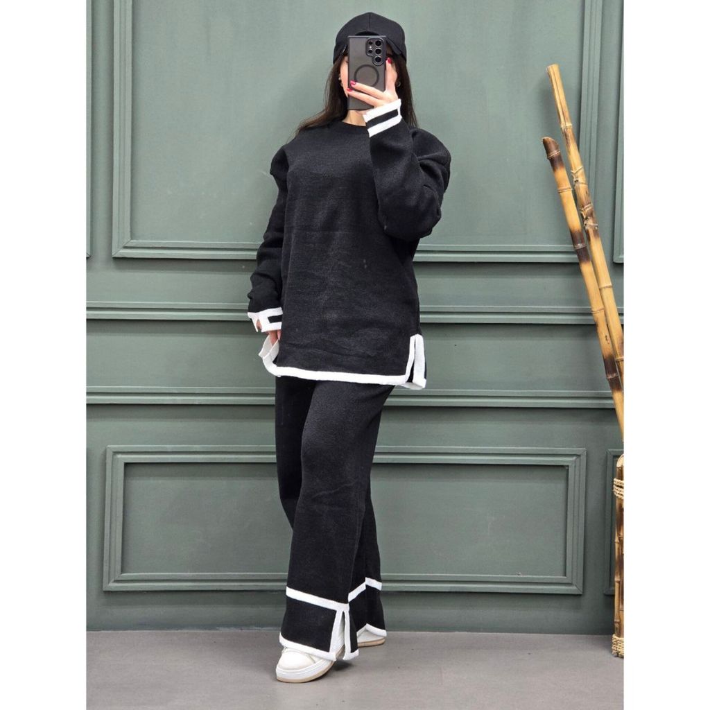 خرید آنلاین ست بلوز و شلوار بافت پینترستی فری سایز