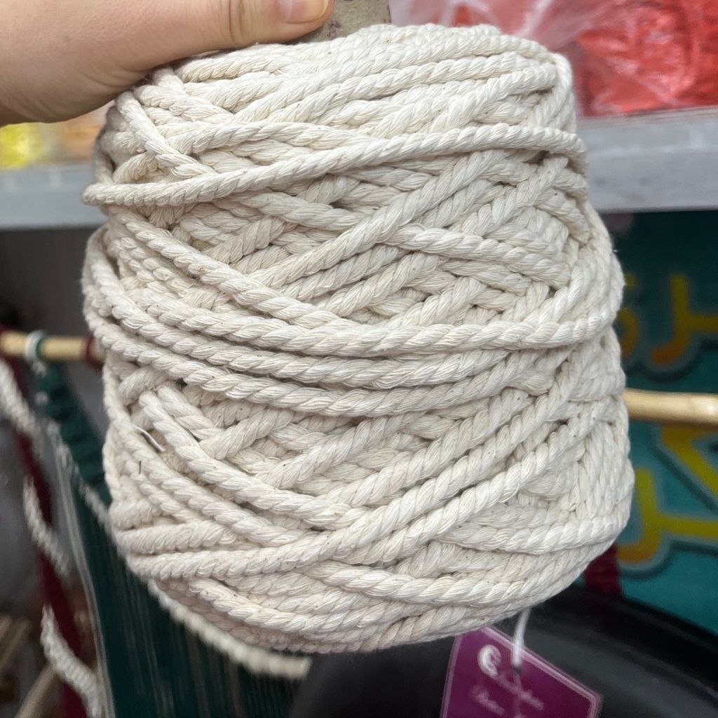 خرید اینترنتی نخ پنبه مکرومه تابیده شیری 4میل