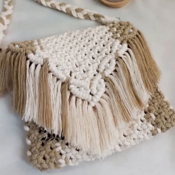 کیف مکرومه بافی مدل گیسو