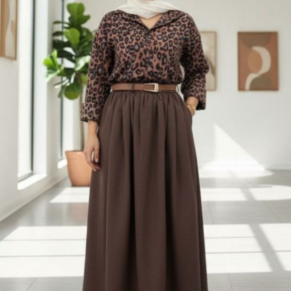 شومیز دامن زنانه طرح پلنگی