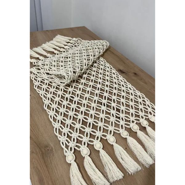 رومیزی مکرومه مهره دار آرت بیوتی طرح ترنم