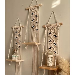 شلف چوبی جوانه مکرومه بافی ارت بیوتی