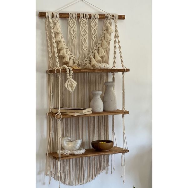 شلف چوبی مدرن مکرومه بافی ارت بیوتی طرح آوات