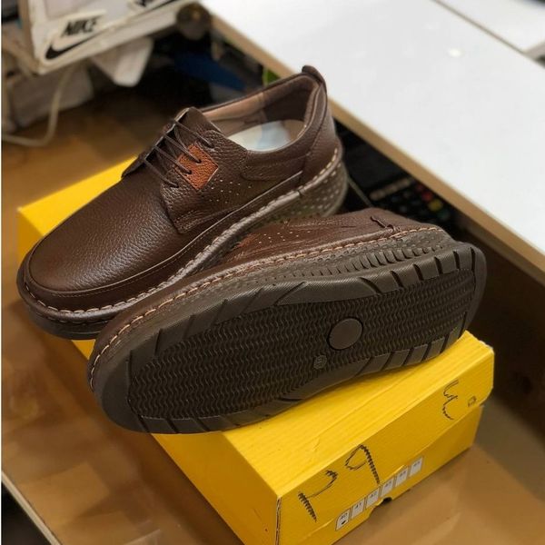 کفش چرم مردانه کلارک زیره پرفکت قهوه ای