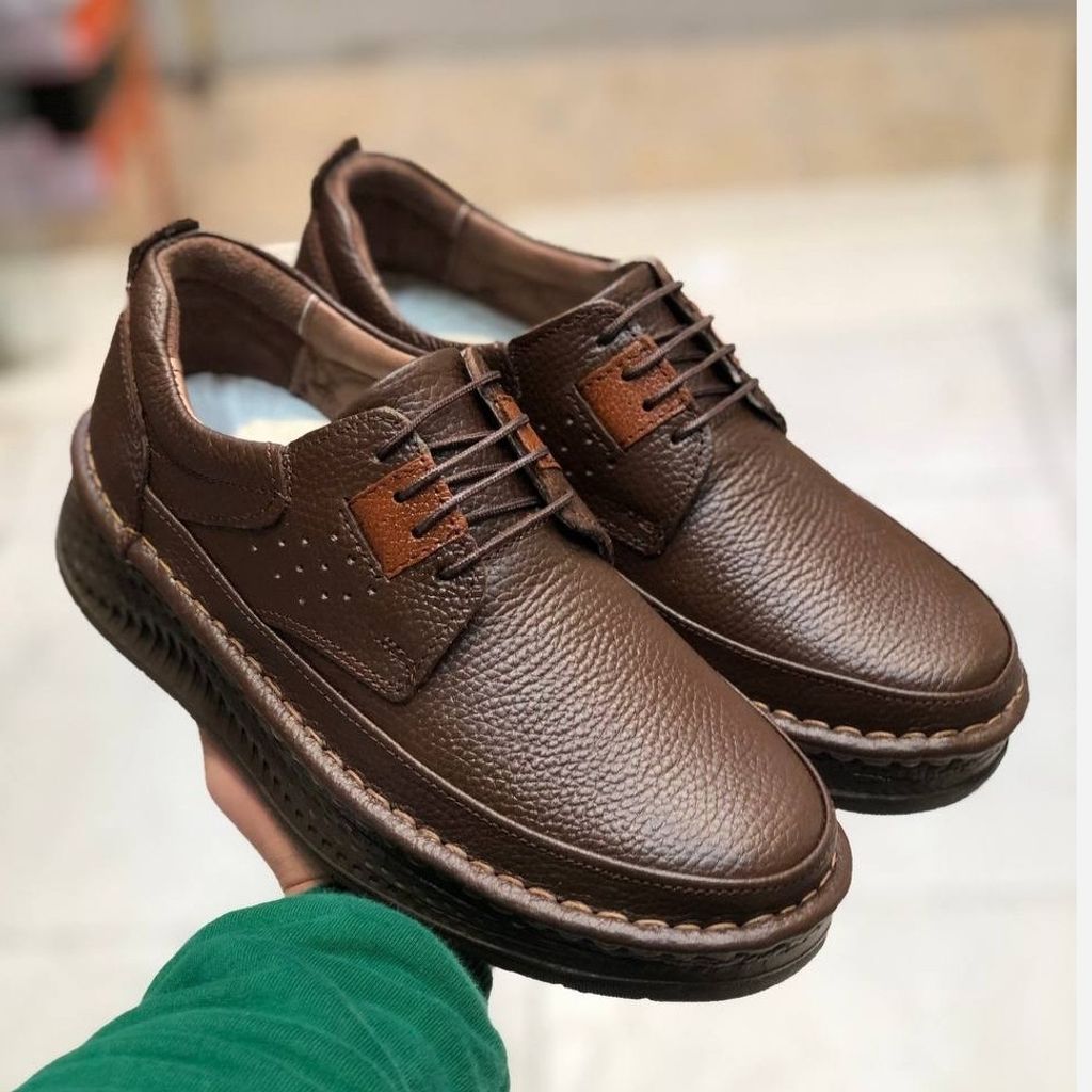قیمت ارزان کفش چرم مردانه کلارک زیره پرفکت قهوه ای