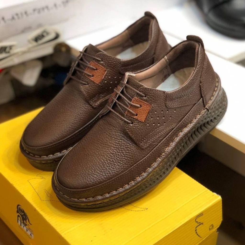 قیمت ارزان کفش چرم مردانه کلارک زیره پرفکت قهوه ای