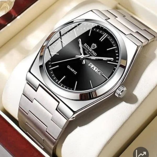 ساعت مچی مردانه بین باند اورحینال دوتقویم شب نما رنگ ثابت ضد اب BIN BOND