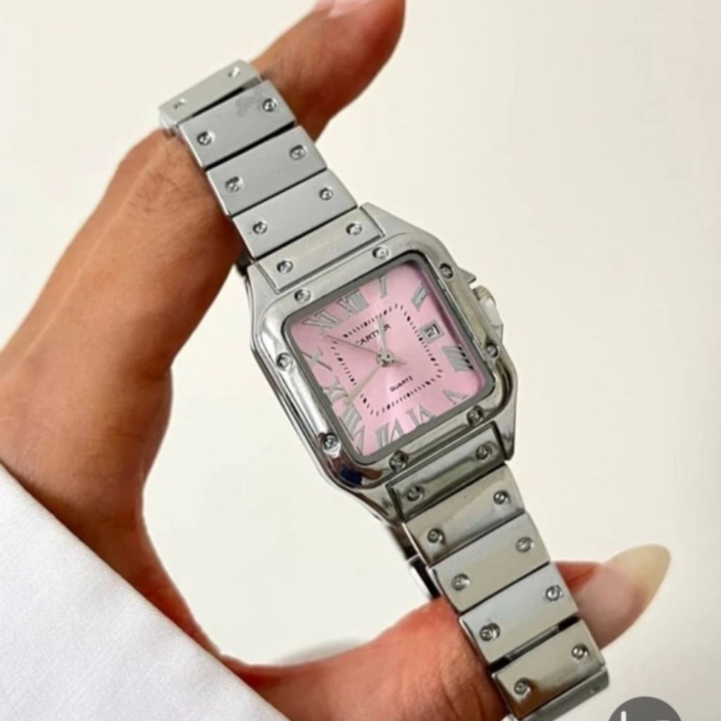 مشخصات ساعت مچی زنانه کارتیر سانتوس مدل صفحه مربعی جنس بند و بدنه استیل