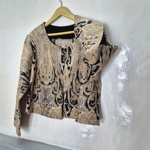 قیمت ارزان کت زنانه طلایی کوتاه چرخکاری هندی